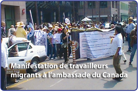 Marche des travailleurs migrants sur l&rsquo;ambassade du Canada &agrave; Mexico 